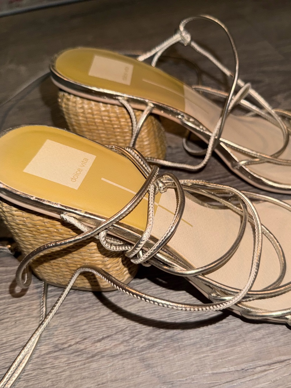 Dolce Vita Gold Metallic Strappy Wedge Sandals